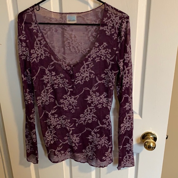 Free People Tops - Intimately Free People sheer mesh purple top with raised flower design size L